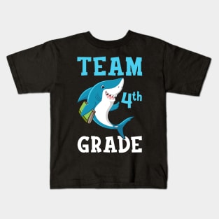 4th Grade Teacher Student Shirts Shark Back To School Gift Kids T-Shirt